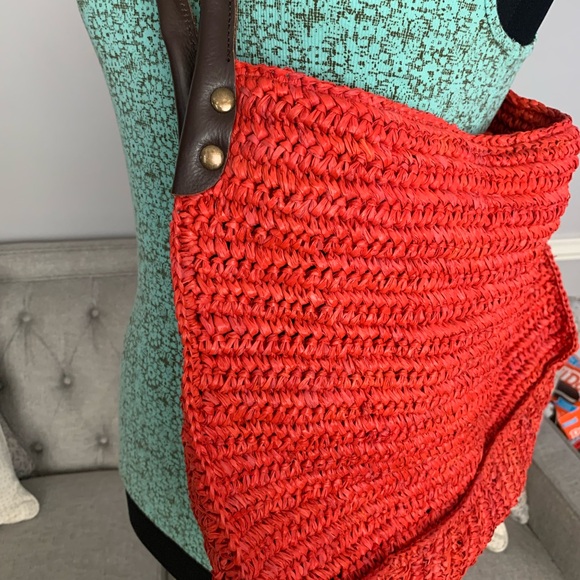 J. Jill Red Crochet Spacious Shoulder Tote Bag - Picture 3 of 10